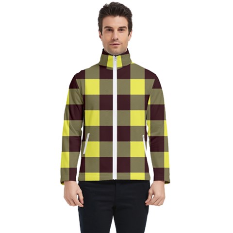 Black And Yellow Big Plaids Men s Bomber Jacket by ConteMonfrey