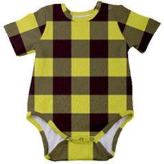 Black And Yellow Big Plaids Baby Short Sleeve Onesie Bodysuit