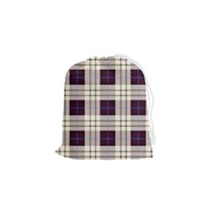 Gray, Purple And Blue Plaids Drawstring Pouch (small) by ConteMonfrey