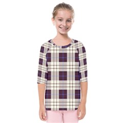 Gray, Purple And Blue Plaids Kids  Quarter Sleeve Raglan Tee