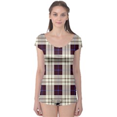 Gray, Purple And Blue Plaids Boyleg Leotard 