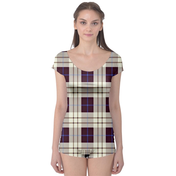 Gray, purple and blue plaids Boyleg Leotard 