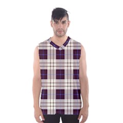 Gray, Purple And Blue Plaids Men s Basketball Tank Top