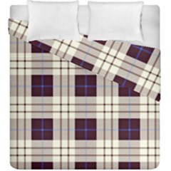 Gray, Purple And Blue Plaids Duvet Cover Double Side (king Size)