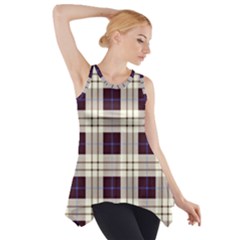 Gray, Purple And Blue Plaids Side Drop Tank Tunic