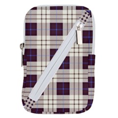 Gray, Purple And Blue Plaids Belt Pouch Bag (small)