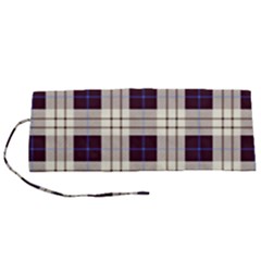 Gray, Purple And Blue Plaids Roll Up Canvas Pencil Holder (s)