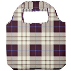 Gray, Purple And Blue Plaids Foldable Grocery Recycle Bag