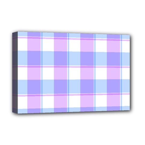 Cotton Candy Plaids - Blue, Pink, White Deluxe Canvas 18  X 12  (stretched) by ConteMonfrey