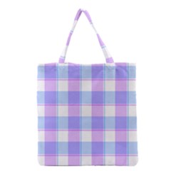 Cotton Candy Plaids - Blue, Pink, White Grocery Tote Bag by ConteMonfrey