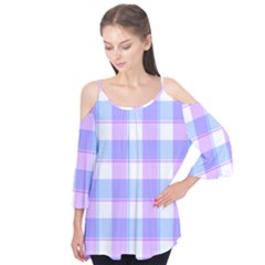 Cotton Candy Plaids - Blue, Pink, White Flutter Tees