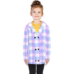 Cotton Candy Plaids - Blue, Pink, White Kids  Double Breasted Button Coat by ConteMonfrey