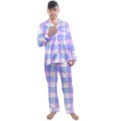 Cotton Candy Plaids - Blue, Pink, White Men s Long Sleeve Satin Pajamas Set by ConteMonfrey