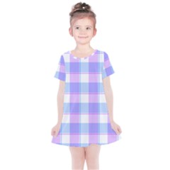 Cotton Candy Plaids - Blue, Pink, White Kids  Simple Cotton Dress