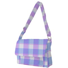 Cotton Candy Plaids - Blue, Pink, White Full Print Messenger Bag (s) by ConteMonfrey