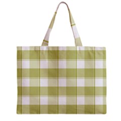 Green Tea Plaids - Green White Zipper Mini Tote Bag by ConteMonfrey