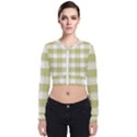 Green tea plaids - Green white Long Sleeve Zip Up Bomber Jacket View1