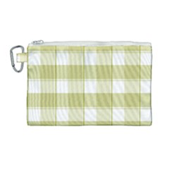 Green Tea Plaids - Green White Canvas Cosmetic Bag (large) by ConteMonfrey