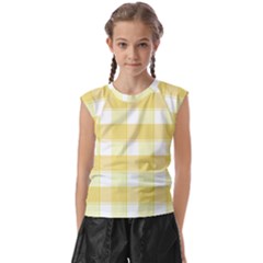 Cute Plaids White Yellow Kids  Raglan Cap Sleeve Tee by ConteMonfrey