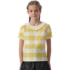 Cute Plaids White Yellow Kids  Frill Chiffon Blouse by ConteMonfrey