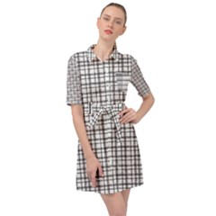 Small White Lines - Plaids Belted Shirt Dress by ConteMonfrey