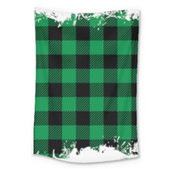 Black And Green Modern Plaids Large Tapestry by ConteMonfrey