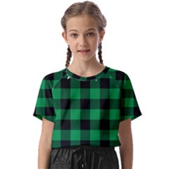 Black And Green Modern Plaids Kids  Basic Tee by ConteMonfrey