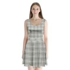 Vintage Gray Plaids Split Back Mini Dress  by ConteMonfrey