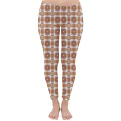 Cute Plaids - Brown And White Geometrics Classic Winter Leggings by ConteMonfrey