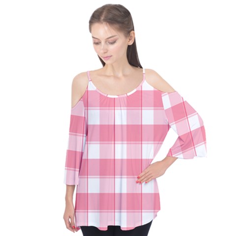 Pink And White Plaids Flutter Tees by ConteMonfrey