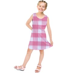 Pink And White Plaids Kids  Tunic Dress