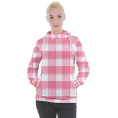 Pink And White Plaids Women s Hooded Pullover