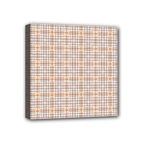 Portuguese Vibes - Brown and white geometric plaids Mini Canvas 4  x 4  (Stretched)