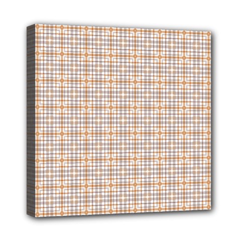 Portuguese Vibes - Brown and white geometric plaids Mini Canvas 8  x 8  (Stretched)
