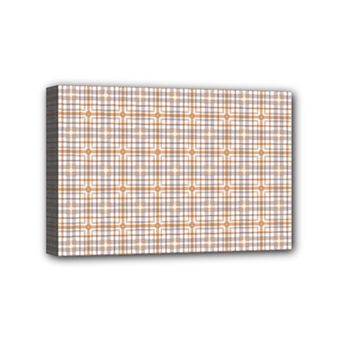 Portuguese Vibes - Brown and white geometric plaids Mini Canvas 6  x 4  (Stretched)
