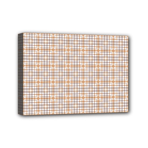 Portuguese Vibes - Brown and white geometric plaids Mini Canvas 7  x 5  (Stretched)