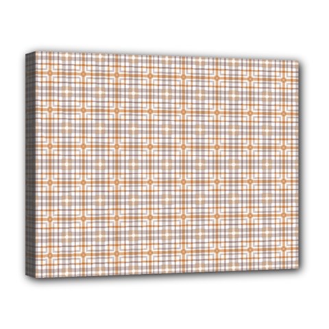 Portuguese Vibes - Brown and white geometric plaids Canvas 14  x 11  (Stretched)