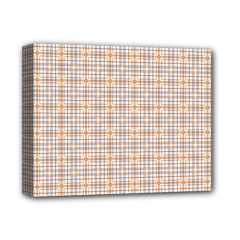 Portuguese Vibes - Brown and white geometric plaids Deluxe Canvas 14  x 11  (Stretched)