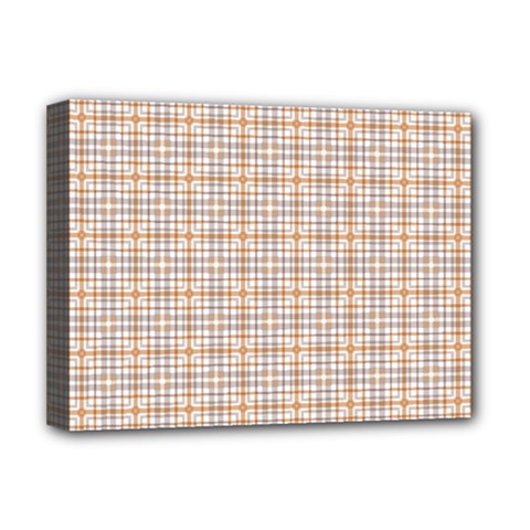 Portuguese Vibes - Brown and white geometric plaids Deluxe Canvas 16  x 12  (Stretched) 