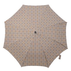 Portuguese Vibes - Brown and white geometric plaids Hook Handle Umbrellas (Large)