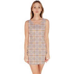 Portuguese Vibes - Brown and white geometric plaids Bodycon Dress