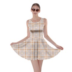 Portuguese Vibes - Brown And White Geometric Plaids Skater Dress by ConteMonfrey