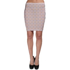 Portuguese Vibes - Brown and white geometric plaids Bodycon Skirt