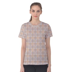 Portuguese Vibes - Brown and white geometric plaids Women s Cotton Tee