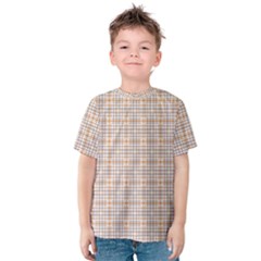 Portuguese Vibes - Brown and white geometric plaids Kids  Cotton Tee