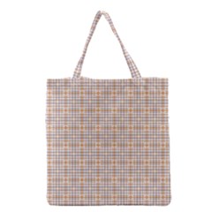 Portuguese Vibes - Brown and white geometric plaids Grocery Tote Bag