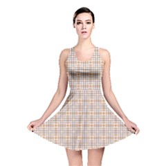 Portuguese Vibes - Brown and white geometric plaids Reversible Skater Dress
