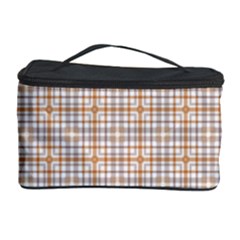 Portuguese Vibes - Brown and white geometric plaids Cosmetic Storage