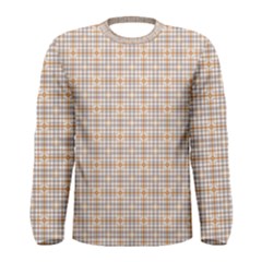 Portuguese Vibes - Brown and white geometric plaids Men s Long Sleeve Tee