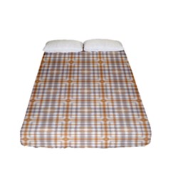 Portuguese Vibes - Brown and white geometric plaids Fitted Sheet (Full/ Double Size)